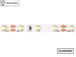 Taśma LED 2835 SMD300 24W-4,8W/1m 12V IP20 3000K 200lm/1m rolka 5m ECONOMY 1PCB