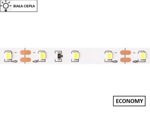 Taśma LED 2835 SMD300 24W-4,8W/1m 12V IP20 3000K 200lm/1m rolka 5m ECONOMY 1PCB