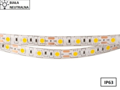 Taśma LED 5050 SMD300 72W-14,4W/1m 12V IP63 4000K 800lm/1m rolka 5m