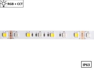 Taśma LED 5050 SMD300 72W-14,4W/1m 12V IP63 RGB+CCT rolka 5m