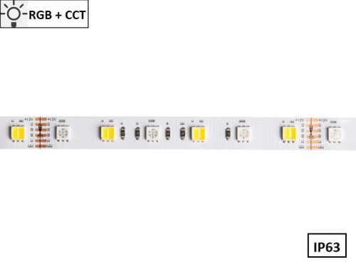Taśma LED 5050 SMD300 72W-14,4W/1m 12V IP63 RGB+CCT rolka 5m
