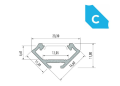 Profil powierzchniowy typ "C" aluminium czarny 1m