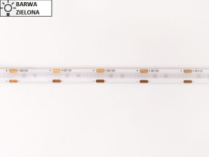Taśma LED COB 45W-9W/1m 12V IP20 barwa zielona 480 diod/1m 1080lm/1m rolka 5m