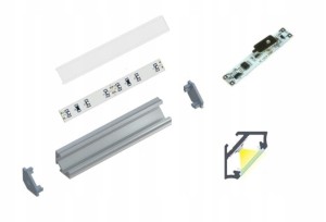 OPRAWA NAROŻNA LED DO KUCHNI 2m SMD2835+ściemniacz biała ciepła 19W