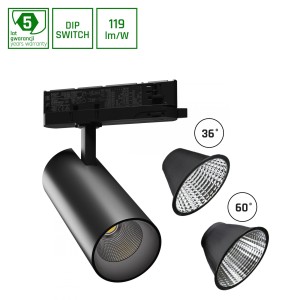 Oprawa na szynoprzewód 3F ANDROMEDA 15-27W NW 230V 36, 60st. IP20 Ra90 74x170x170  CZARNY 5 lat gwarancji z regulacją mocy