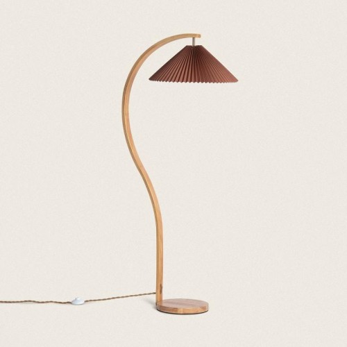 Lampa Stojąca Drewniana Luanda ciemnobrązowa