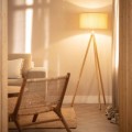 Lampa Podłogowa z Drewna i Tkaniny Wolby
