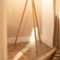 Lampa Podłogowa z Drewna i Tkaniny Wolby