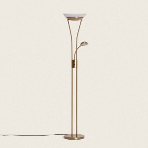Lampa Podłogowa z Metalu i Lampką do Czytania Ethan złota