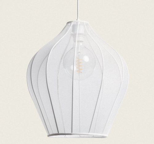 Lampa Wisząca z Metalu i Tkaniny Yara E27 biała