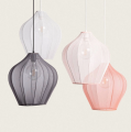Lampa Wisząca z Metalu i Tkaniny Yara E27 szara dymna