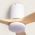 Wentylator Sufitowy Cichy Angistri Biały 132cm Silnik DC WiFi ze światłem kolor łopatek jasne drewno