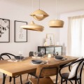 Lampa Wisząca Bambusowa Shuka Acacia ILUZZIA kabel Czarny Pleciony