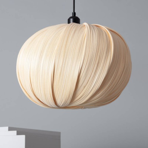 Lampa Wisząca Bambusowa Korowai kabel tekstylny czarny