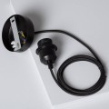 Lampa Wisząca Bambusowa Korowai kabel tekstylny czarny