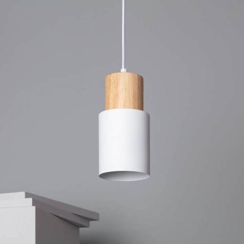 Lampa Wisząca Metalowo-drewniana Kidonge kolor biały
