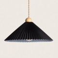 Lampa Wisząca Drewno i Materiał Luanda kolor czarny