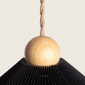 Lampa Wisząca Drewno i Materiał Luanda kolor czarny