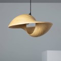Lampa Wisząca Bambusowa Shuka Acacia ILUZZIA kabel Czarny Pleciony