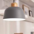 Lampa Wisząca z Metalu i Drewna Wawak szara