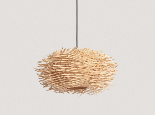 Lampa Wisząca z Rattanu Nulko ILUZZIA rozmiar S czarny kabel