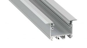 Profil LED LUMINES typ inTalia srebrny anodowany 3 m + klosz DOUBLE PMMA mleczny 3m