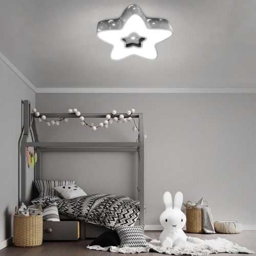 LAMPA DZIECIĘCA LED SUFIT SZARA GWIAZDKA 28W + PILOT.jpg