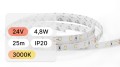 25mb / TAŚMA LED 24V / SMD / 4,8W / 60LED / IP20 / 3000K / 104lm/W / 8mm