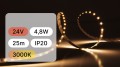 25mb / TAŚMA LED 24V / SMD / 4,8W / 60LED / IP20 / 3000K / 104lm/W / 8mm