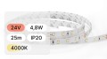 25mb / TAŚMA LED 24V / SMD / 4,8W / 60LED / IP20 / 4000K / 104lm/W / 8mm