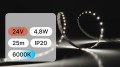 25mb / TAŚMA LED 24V / SMD / 4,8W / 60LED / IP20 / 6000K / 104lm/W / 8mm