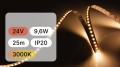 25mb / TAŚMA LED 24V / SMD / 9,6W / 120LED / IP20 / 3000K / 108lm/W / 8mm