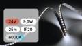25mb / TAŚMA LED 24V / SMD / 9,6W / 120LED / IP20 / 6000K / 108lm/W / 8mm