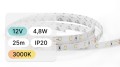 25mb / TAŚMA LED 12V / SMD / 4,8W / 60LED / IP20 / 3000K / 104lm/W / 8mm