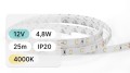 25mb / TAŚMA LED 12V / SMD / 4,8W / 60LED / IP20 / 4000K / 104lm/W / 8mm