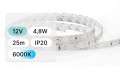 25mb / TAŚMA LED 12V / SMD / 4,8W / 60LED / IP20 / 6000K / 104lm/W / 8mm