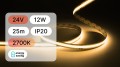 25mb / TAŚMA LED 24V / COB / 12W / 480LED / IP20 / 2700K / 120lm/W / 10mm PCB