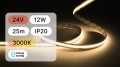 25mb / TAŚMA LED 24V / COB / 12W / 480LED / IP20 / 3000K / 130lm/W / 10mm PCB