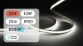 25mb / TAŚMA LED 24V / COB / 12W / 480LED / IP20 / 6000K / 140lm/W / 10mm PCB