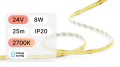 25mb / TAŚMA LED 24V / COB / 8W / 320LED / IP20 / 2700K / 120lm/W / 8mm PCB