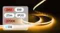 25mb / TAŚMA LED 24V / COB / 8W / 320LED / IP20 / 2700K / 120lm/W / 8mm PCB