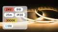 25mb / TAŚMA LED 24V / COB / 8W / 320LED / IP20 / 3000K / 130lm/W / 8mm PCB