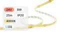 25mb / TAŚMA LED 24V / COB / 8W / 320LED / IP20 / 4000K / 135lm/W / 8mm PCB