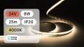 25mb / TAŚMA LED 24V / COB / 8W / 320LED / IP20 / 4000K / 135lm/W / 8mm PCB