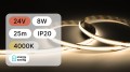 25mb / TAŚMA LED 24V / COB / 8W / 320LED / IP20 / 4000K / 135lm/W / 8mm PCB