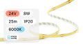25mb / TAŚMA LED 24V / COB / 8W / 320LED / IP20 / 6000K / 140lm/W / 8mm PCB