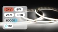 25mb / TAŚMA LED 24V / COB / 8W / 320LED / IP20 / 6000K / 140lm/W / 8mm PCB