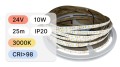 25mb / TAŚMA LED 2835 / 10W / 24V / IP20 / 120LED/m / 100lm/W / 3000K / BRIDGELUX / CRI98