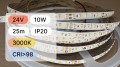 25mb / TAŚMA LED 2835 / 10W / 24V / IP20 / 120LED/m / 100lm/W / 3000K / BRIDGELUX / CRI98