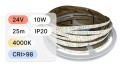 25mb / TAŚMA LED 2835 / 10W / 24V / IP20 / 120LED/m / 100lm/W / 4000K / BRIDGELUX / CRI98